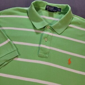 Polo Ralph Lauren Mens Polo Shirt XXL Green Stripe Cotton Preppy Golf Classic